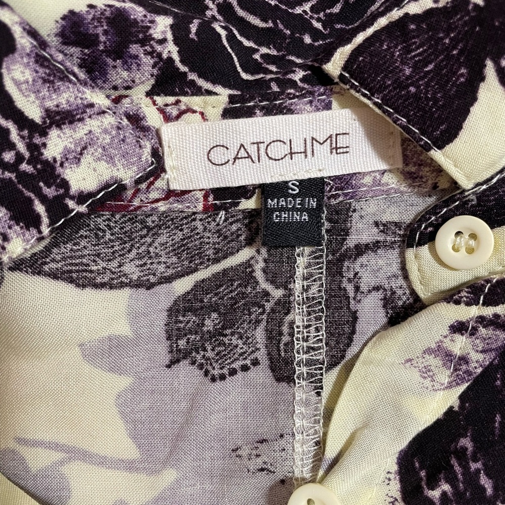 Women’s Cream Purple Floral Flower Long Maxi Dress Size Small - Picture 10 of 10